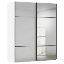 Schwebet&uuml;renschrank in Grau, Wei&szlig;