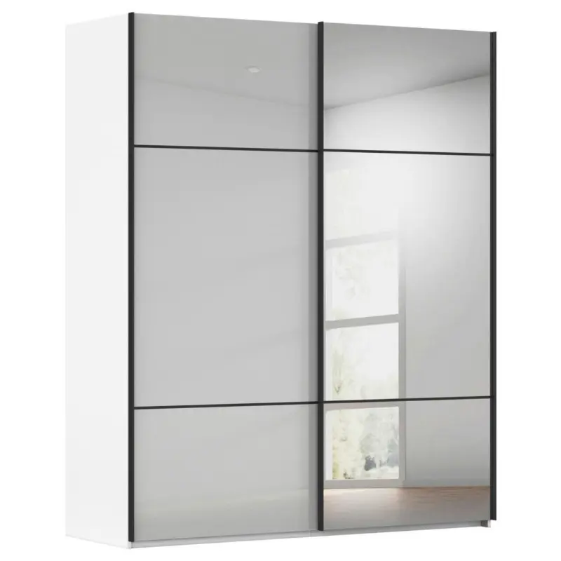 Schwebet&uuml;renschrank in Grau, Wei&szlig;