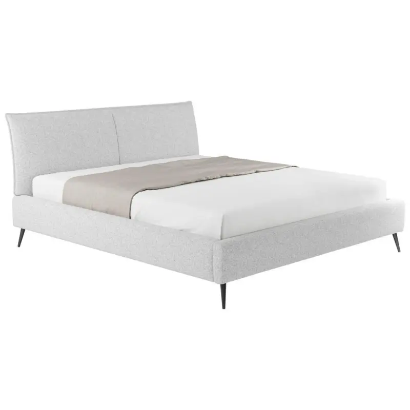 Polsterbett gepolstertes Kopfteil, Bettkasten, Lattenroste Hellgrau 140/200 cm