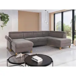 Wohnlandschaft Glendale E in Flachgewebe Taupe