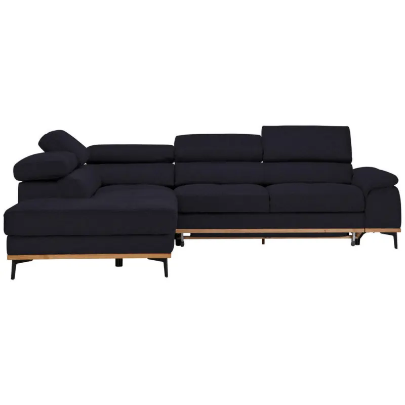 Ecksofa in Webstoff Schwarz 226/282 cm