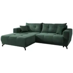 Ecksofa in Cord Dunkelgr&uuml;n 177/246 cm