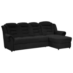 Ecksofa in Chenille Schwarz 262/165 cm