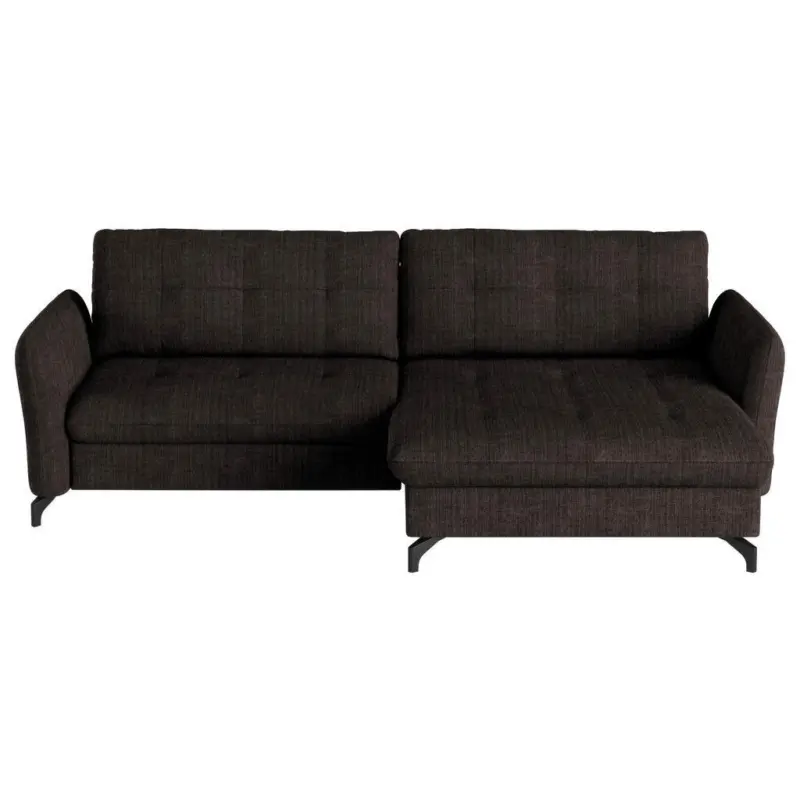 Ecksofa in Flachgewebe, Leinenoptik Dunkelbraun 242/170 cm