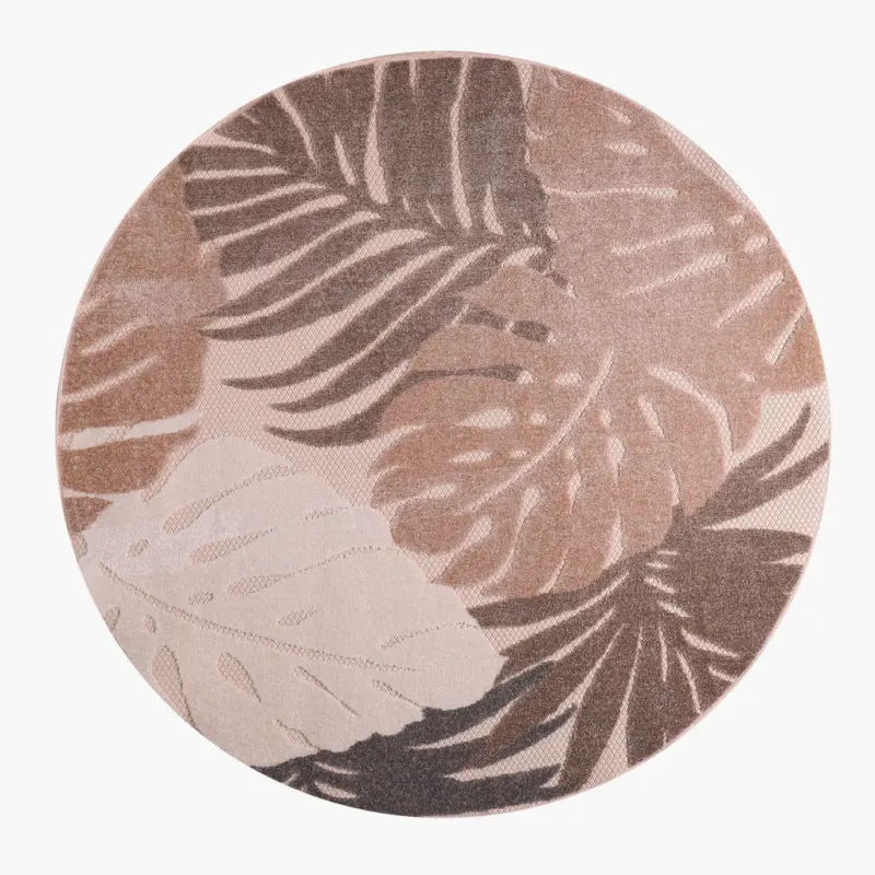 Outdoorteppich 150 cm Floral Braun, Beige