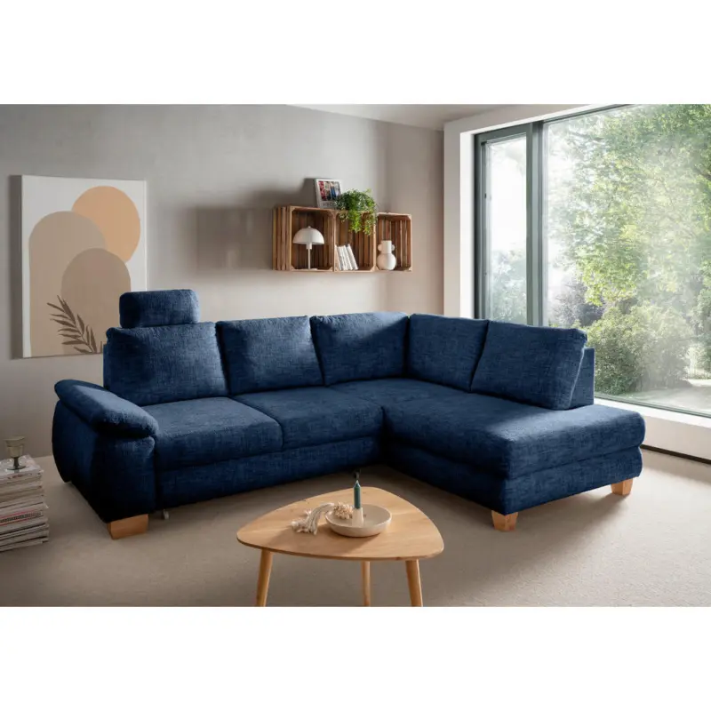 Eckschlafsofa Positano in Struktur Blau