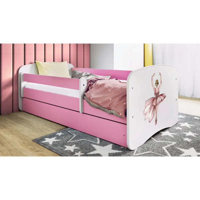 Kinder-/Juniorbett 80/160 cm in Wei&szlig;, Pink