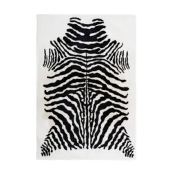 Hochflorteppich 160/230 cm Rabbit Animal Schwarz / Wei&szlig; Schwarz, Wei&szlig;