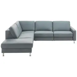 Ecksofa in Echtleder Grau 242/275 cm