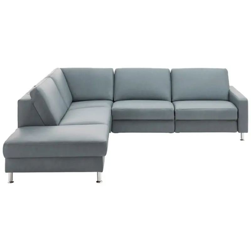 Ecksofa in Echtleder Grau 242/275 cm