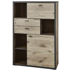 Highboard Eichefarben, Dunkelgrau 95,8/140,9/37,4 cm