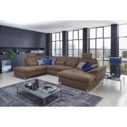 Wohnlandschaft in Flachgewebe Taupe