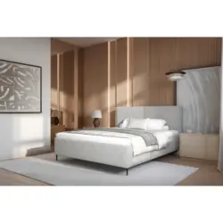 Polsterbett gepolstertes Kopfteil, Lattenrost, Bettkasten Grau 160/200 cm