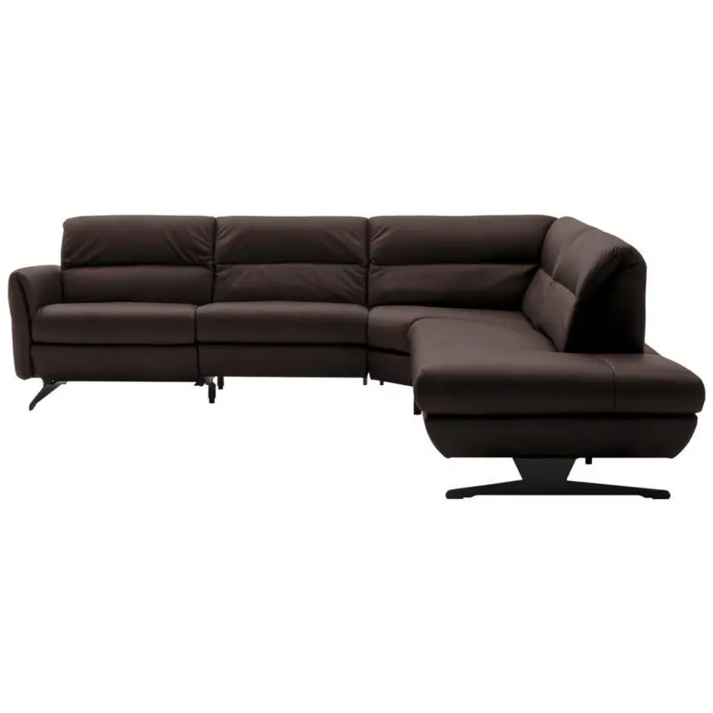 Ecksofa in Echtleder Dunkelbraun 286/258 cm