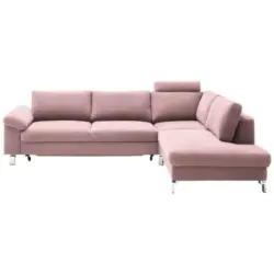 Ecksofa in Velours Rosa 281/200 cm