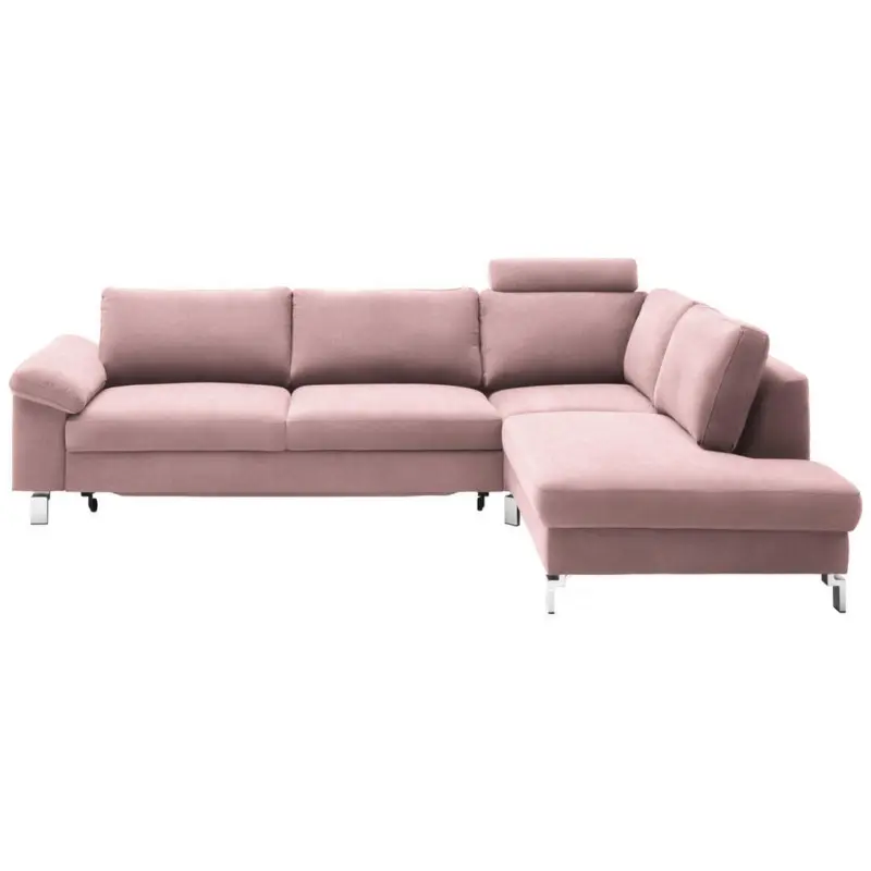 Ecksofa in Velours Rosa 281/200 cm
