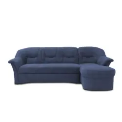 Ecksofa in Mikrofaser Dunkelblau 232/146 cm