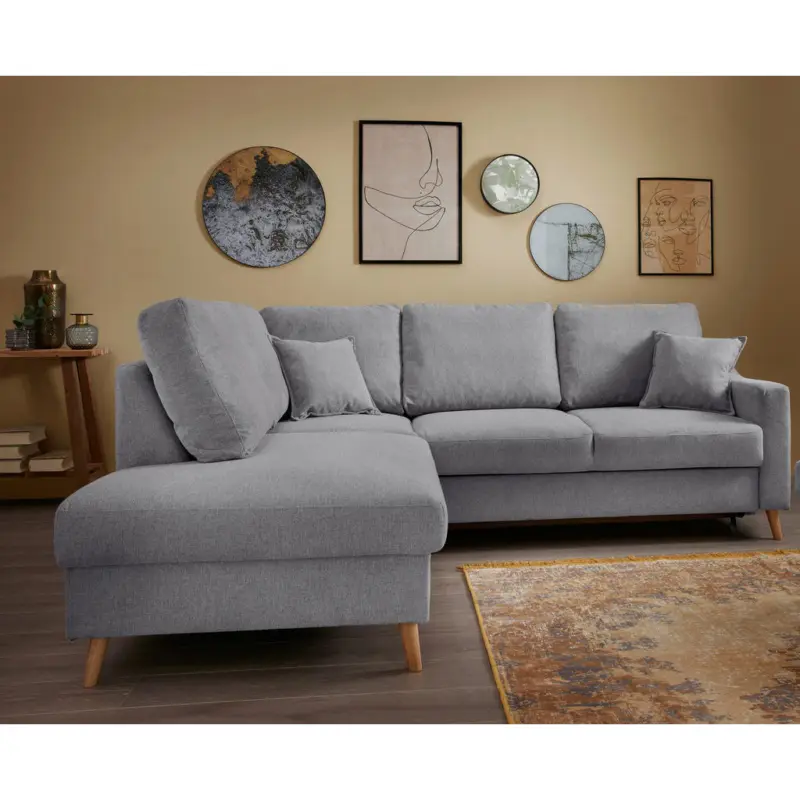 Ecksofa Valentina in Chenille Dunkelgrau