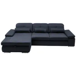 Ecksofa in Flachgewebe Blau 195/309 cm