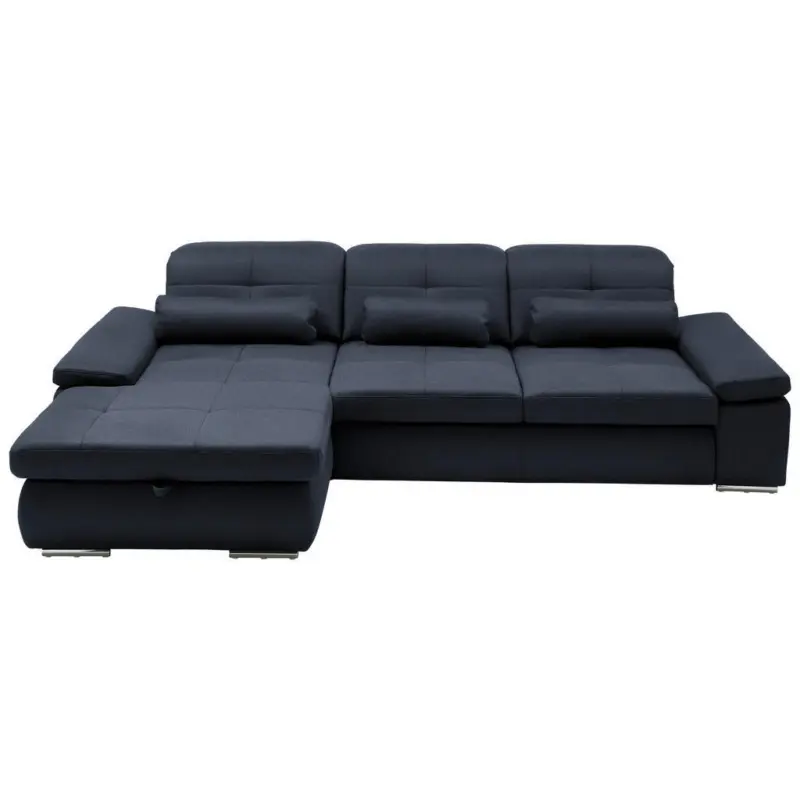Ecksofa in Flachgewebe Blau 195/309 cm