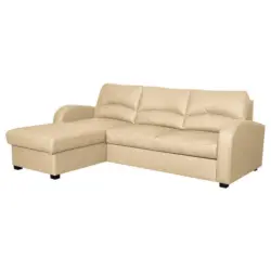 Ecksofa in Lederlook Echtleder Beige