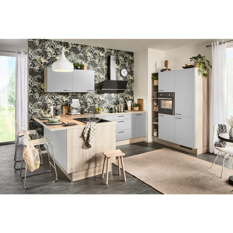 Eckk&uuml;che in Hellgrau, Hellbraun