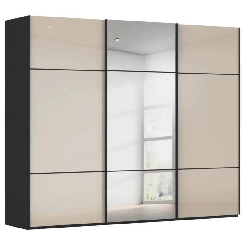 Schwebet&uuml;renschrank in Schwarz, Champagner