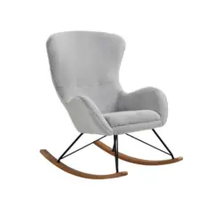 Schaukelstuhl in Eichefarben, Hellgrau