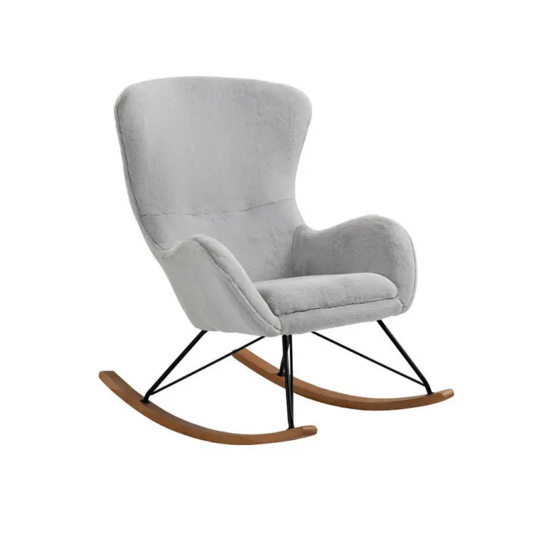 Schaukelstuhl in Eichefarben, Hellgrau