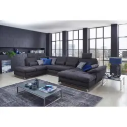 Wohnlandschaft in Flachgewebe Dunkelblau