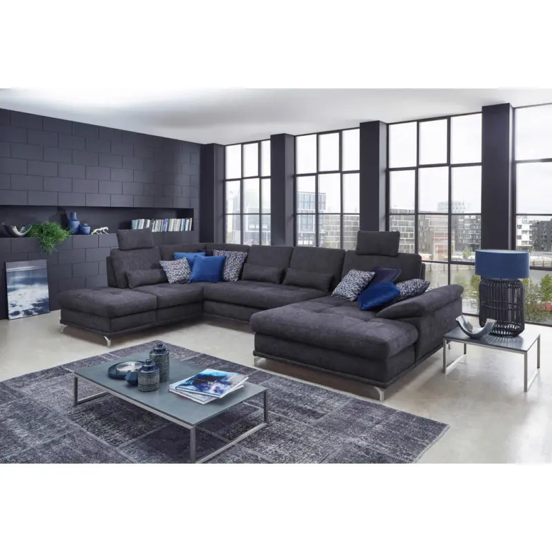 Wohnlandschaft in Flachgewebe Dunkelblau