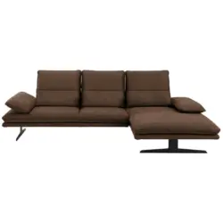 Ecksofa in Mikrofaser Braun 291/164 cm