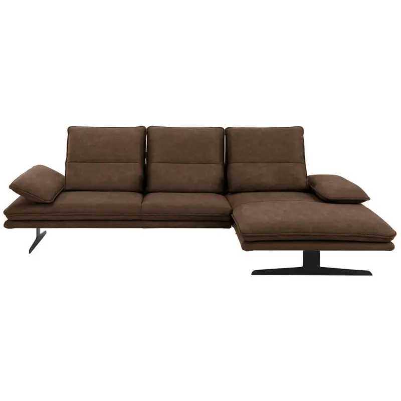 Ecksofa in Mikrofaser Braun 291/164 cm