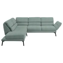 Ecksofa in Flachgewebe Salbeigr&uuml;n 212-253/256-363 cm