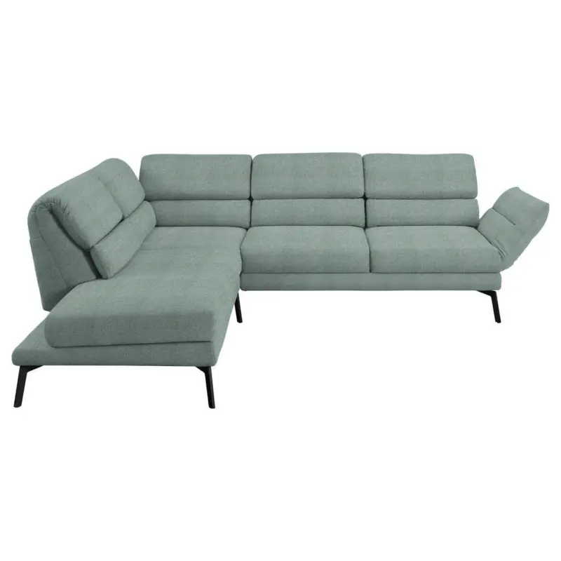 Ecksofa in Flachgewebe Salbeigr&uuml;n 212-253/256-363 cm