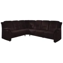 Ecksofa in Mikrofaser Dunkelbraun 223/275 cm