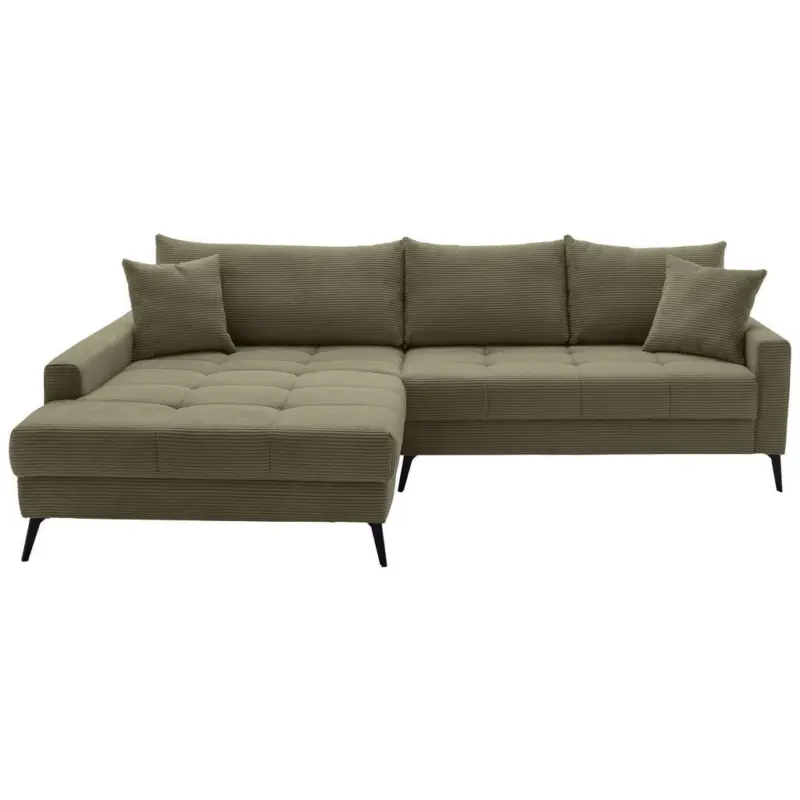 Ecksofa in Cord Gr&uuml;n 173/280 cm