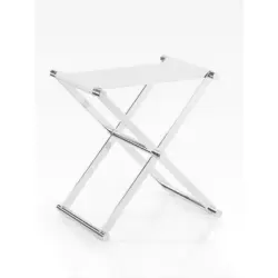 Klapphocker in Textil, Metall Chromfarben, Wei&szlig;