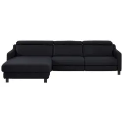 Ecksofa in Echtleder Schwarz 176/291 cm
