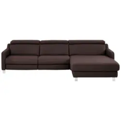 Ecksofa in Echtleder Dunkelbraun 291/176 cm