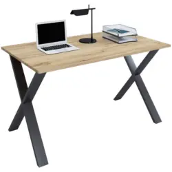 Schreibtisch 140/80/76 cm in Schwarz, Honigeiche