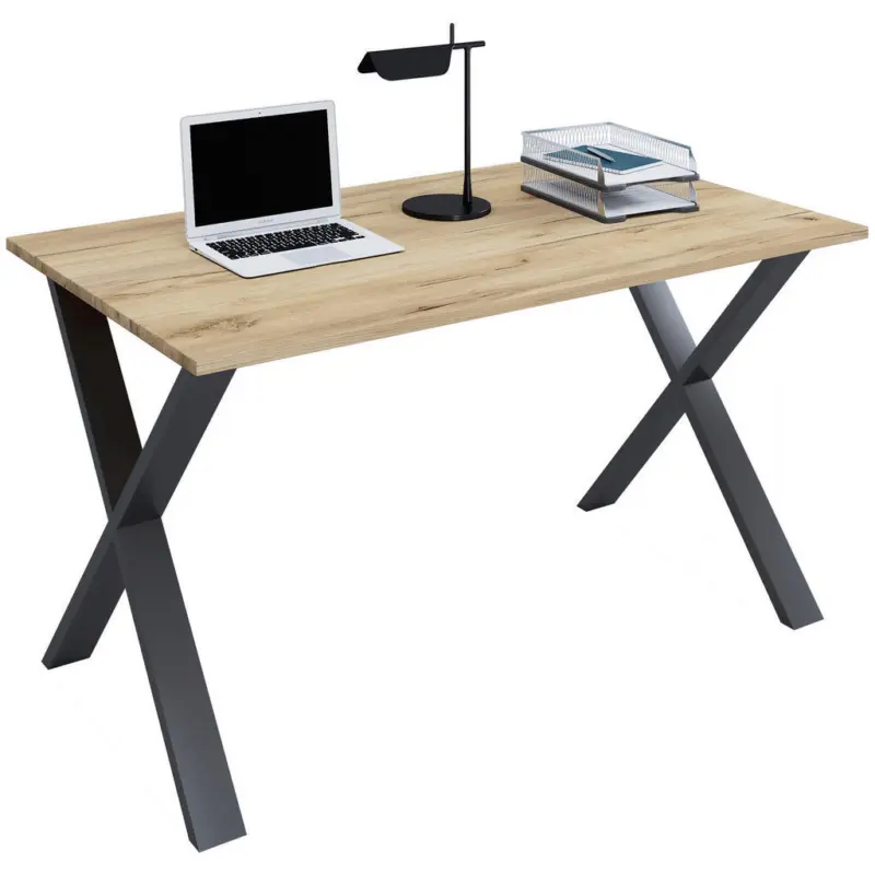 Schreibtisch 140/80/76 cm in Schwarz, Honigeiche