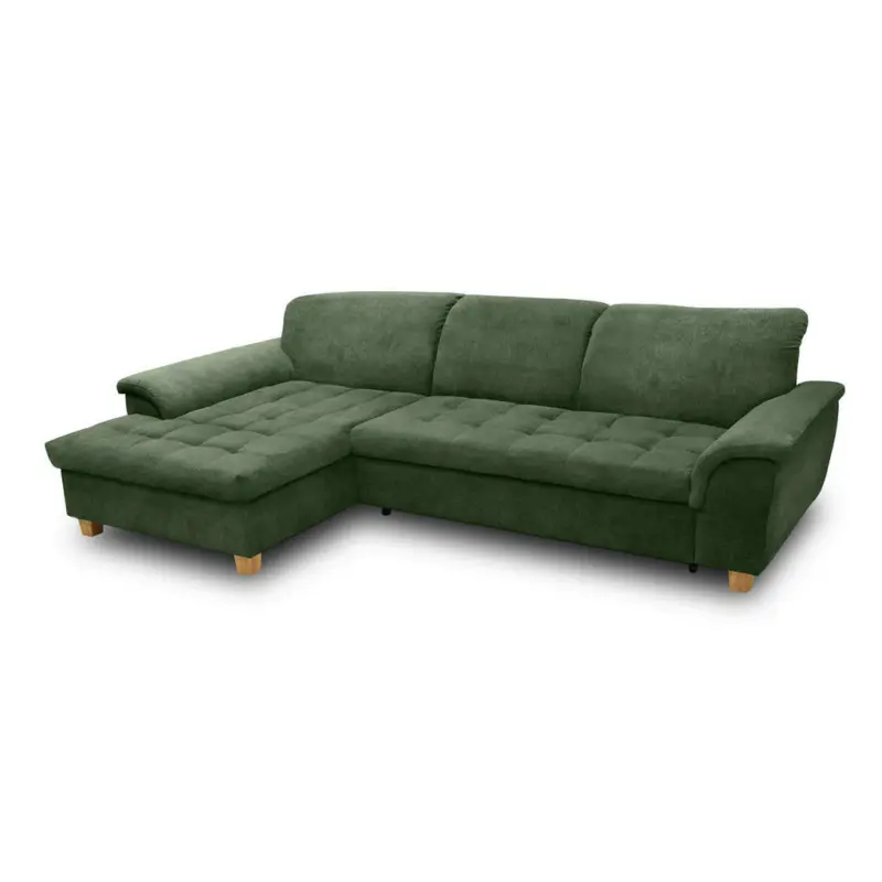Ecksofa in Mikrofaser Gr&uuml;n 162/279 cm
