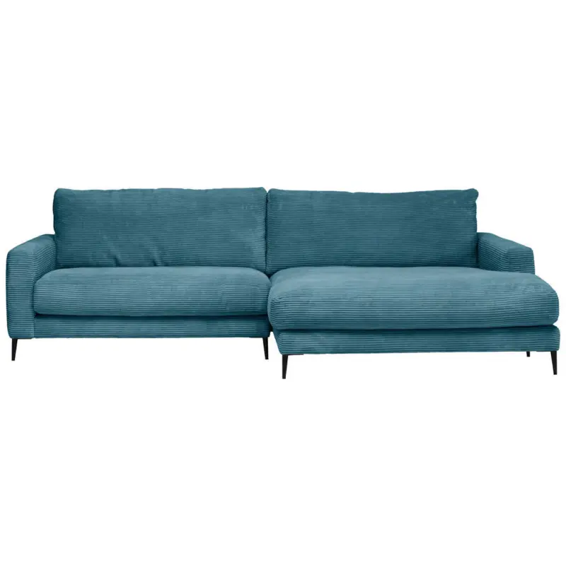 Ecksofa in Cord Petrol 272/190 cm