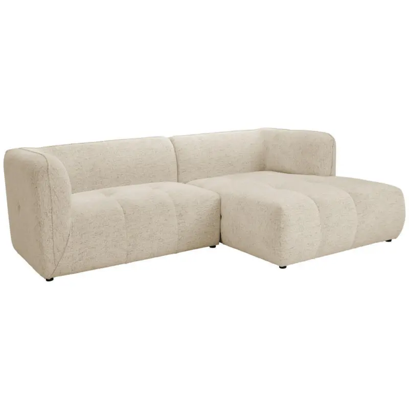 Ecksofa in Chenille Sandfarben 255/164 cm