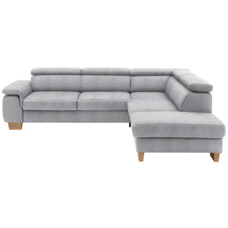 Ecksofa in Mikrofaser Hellgrau 273/226 cm