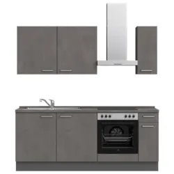 K&uuml;chenleerblock 210 cm in Schieferfarben