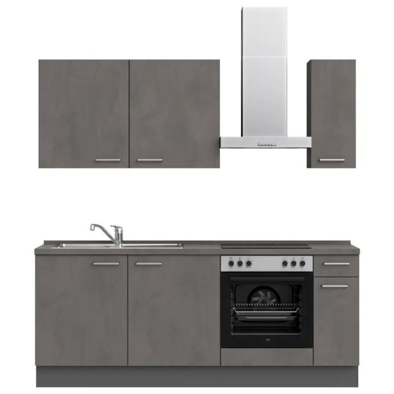 K&uuml;chenleerblock 210 cm in Schieferfarben