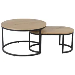 Couchtischset in Holz, Metall, Holzwerkstoff 70/70/42 cm