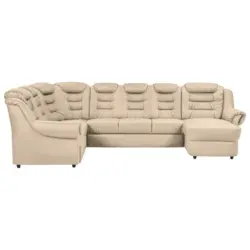 Wohnlandschaft in Lederlook Beige